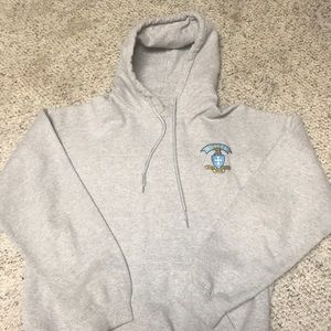 Gray hoodie. Sigma Chi Fraternity embroidery.